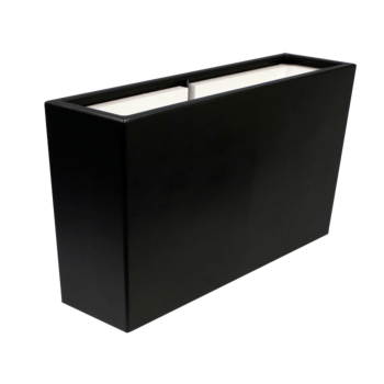 klaaskiudne lillekast - Ristkülikukujuline - 150 x 25 x 80 cm - RAL9005 matt (must) - Põhjaga