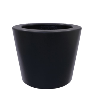 klaaskiudne lillekast - Kooniline - Ø 63 x 52 cm - RAL9005 matt (must) - Põhjaga