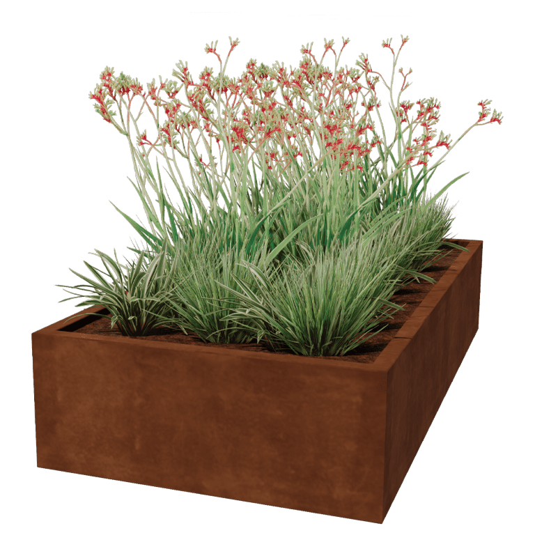 Keevitatud Corten-terasest lillekast Montana 200 x 100 x 40 cm