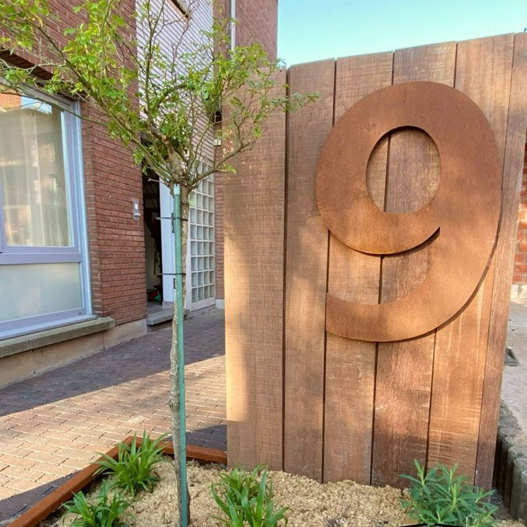 Corten terasest majanumber 9 - 20,2 x 30 cm