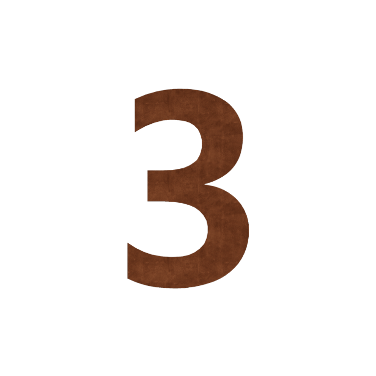 Corten terasest majanumber 3 - 9,1 x 15 cm - Isekleepuv