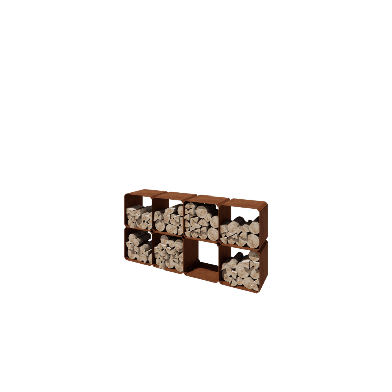 Corten terasest küttepuude hoidja - Colorado 8 gabali - 40 x 40 x 40 cm