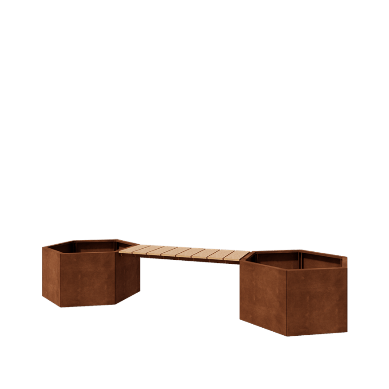 Corten terasest lillekast - Kuusnurk - 294,4 x 99,3 x 50 cm - Pingikesega - Ilma põhjalauata