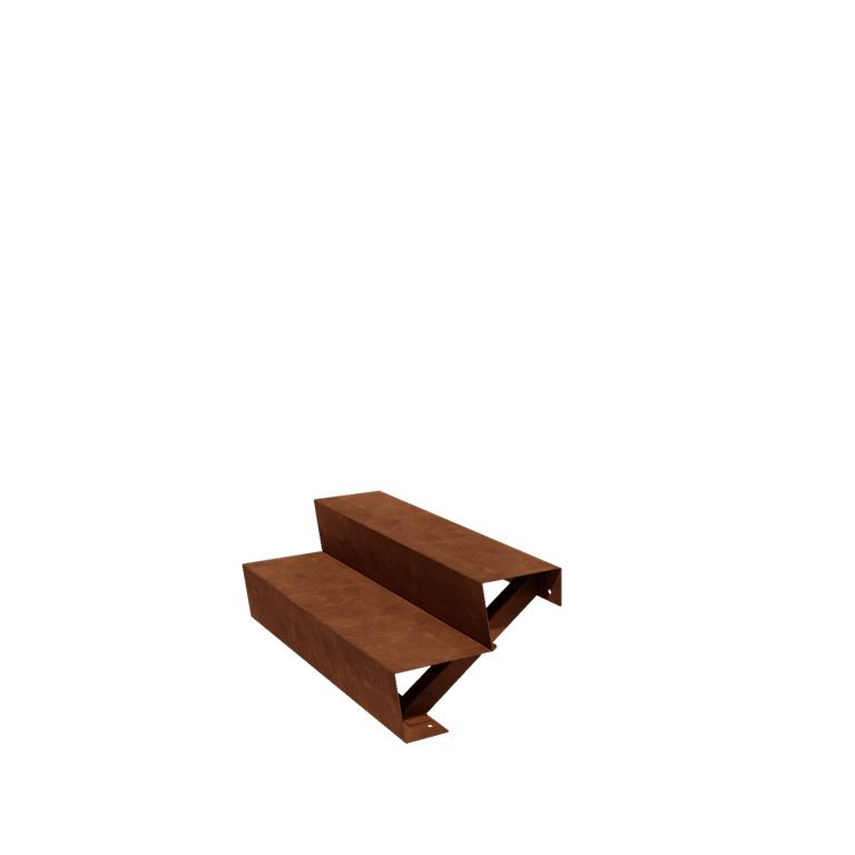 Corten terasest aiatrepp - 2-astmeline - 48 x 100 x 34 cm