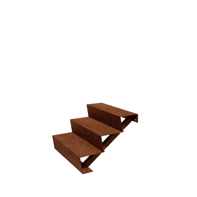 Corten terasest aiatrepp - 3-astmeline - 48 x 80 x 51 cm