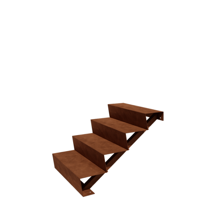 Corten terasest aiatrepp - 4-astmeline - 48 x 80 x 68 cm