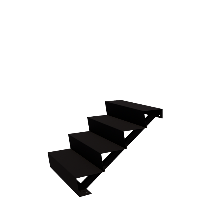 Terasest aiatrepp - 4-astmeline - 96 x 80 x 68 cm - RAL9005 matt (must)