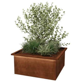 Keevitatud Corten-terasest lillekast Alabama koos LED-ga 100 x 100 x 50 cm