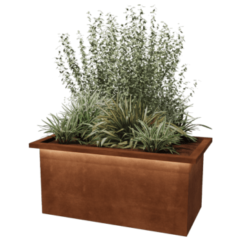 Keevitatud Corten-terasest lillekast Alabama koos LED-ga 100 x 50 x 50 cm