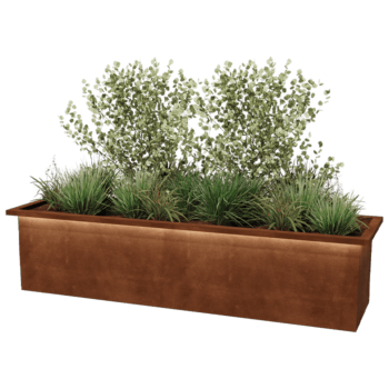 Keevitatud Corten-terasest lillekast Alabama koos LED-ga 200 x 50 x 50 cm