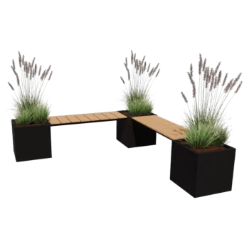 Terasest lillekast - Ruut - Nurgakomplekt - 221,2 x 221,2 x 50 cm - Muu RAL värv - Ilma põhjalauata - Pingikesega