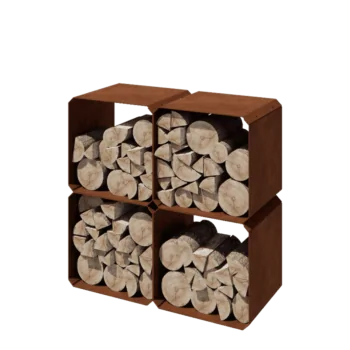 Corten terasest küttepuude hoidja - Colorado 4 gabali - 40 x 40 x 40 cm