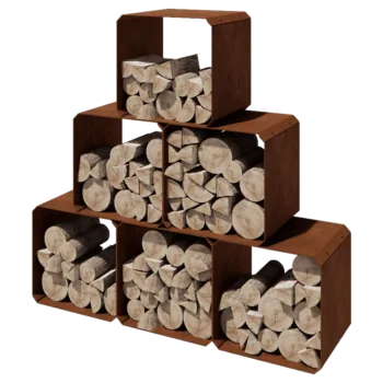 Corten terasest küttepuude hoidja - Colorado 6 gabali - 40 x 40 x 40 cm