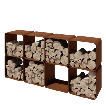 Corten terasest küttepuude hoidja - Colorado 8 gabali - 40 x 40 x 40 cm