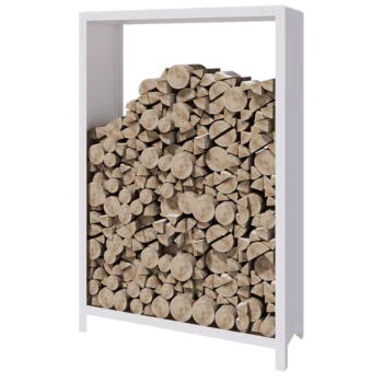 Terasest küttepuude hoidja - Indiana - 120 x 40 x 180 cm - RAL9010 matt (valge)