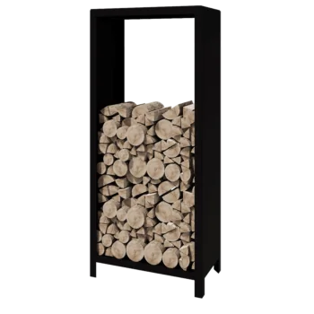 Terasest küttepuude hoidja - Indiana - 80 x 40 x 180 cm - RAL9005 matt (must)