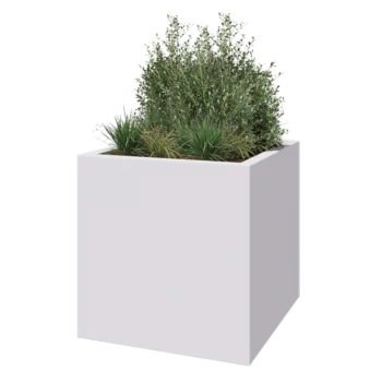 klaaskiudne lillekast - Ruut - 120 x 120 x 120 cm - RAL9010 matt (valge) - Põhjaga