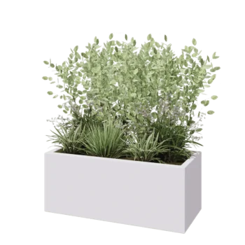 klaaskiudne lillekast - Ristkülikukujuline - 100 x 40 x 40 cm - RAL9010 matt (valge) - Põhjaga