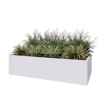 Terasest lillekast XXL - Ristkülik - 200 x 100 x 50 cm - RAL9010 matt (valge) - Ilma põhjalauata
