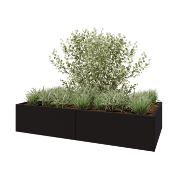 Terasest lillekast XXL - Ristkülik - 200 x 100 x 40 cm - RAL9005 matt (must) - Põhjalauaga