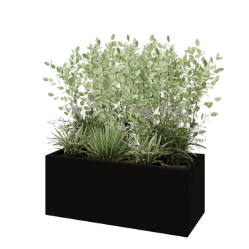 klaaskiudne lillekast - Ristkülikukujuline - 100 x 40 x 40 cm - RAL9005 matt (must) - Põhjaga