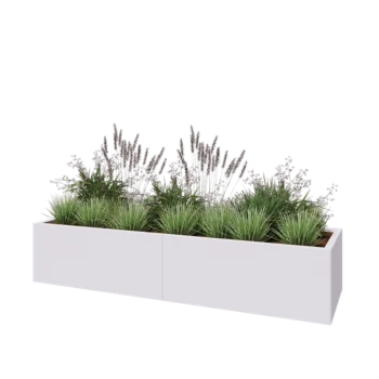 Terasest lillekast XXL - Ristkülik - 200 x 60 x 40 cm - RAL9010 matt (valge) - Ilma põhjalauata