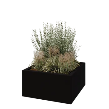 klaaskiudne lillekast - Ruut - 120 x 120 x 60 cm - RAL9005 matt (must) - Põhjaga