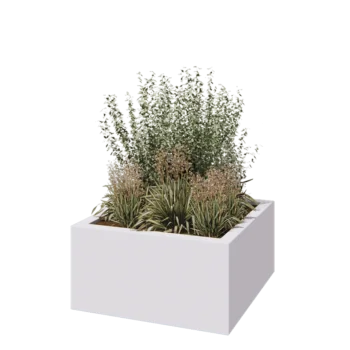 klaaskiudne lillekast - Ruut - 120 x 120 x 60 cm - RAL9010 matt (valge) - Põhjaga