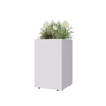 Terasest lillekast - Ruut - 50 x 50 x 80 cm - RAL9010 matt (valge) - Põhjalauaga - Jalgadega