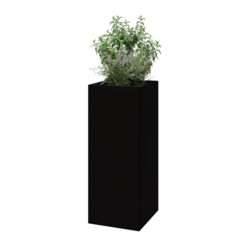 klaaskiudne lillekast - Ruut - 40 x 40 x 100 cm - RAL9005 matt (must) - Põhjaga