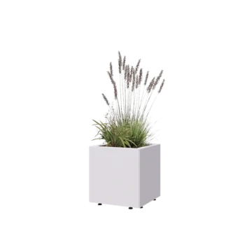 Terasest lillekast - Ruut - 40 x 40 x 40 cm - RAL9010 matt (valge) - Põhjalauaga - Jalgadega