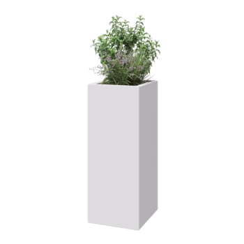 klaaskiudne lillekast - Ruut - 40 x 40 x 100 cm - RAL9010 matt (valge) - Põhjaga
