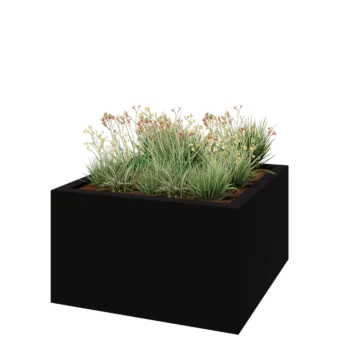 klaaskiudne lillekast - Ruut - 140 x 140 x 80 cm - RAL9005 matt (must) - Põhjaga