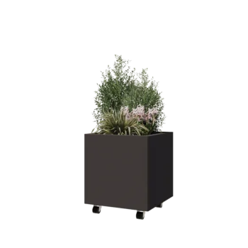 Terasest lillekast - Ruut - 50 x 50 x 50 cm - Muu RAL värv - Põhjalauaga - Ratastega