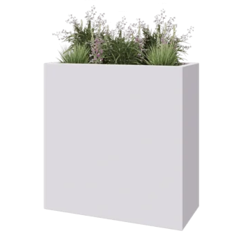 klaaskiudne lillekast - Ristkülikukujuline - 100 x 40 x 100 cm - RAL9010 matt (valge) - Põhjaga