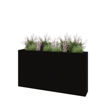 klaaskiudne lillekast - Ristkülikukujuline - 150 x 25 x 80 cm - RAL9005 matt (must) - Põhjaga