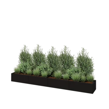 Terasest lillekast XXL - Ristkülik - 320 x 40 x 30 cm - RAL9005 matt (must) - Põhjalauaga