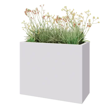 klaaskiudne lillekast - Ristkülikukujuline - 100 x 40 x 80 cm - RAL9010 matt (valge) - Põhjaga