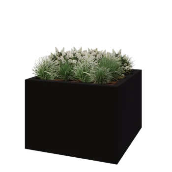 klaaskiudne lillekast - Ruut - 140 x 140 x 100 cm - RAL9005 matt (must) - Põhjaga