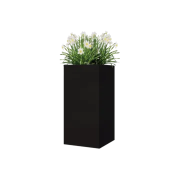 Terasest lillekast - Ruut - 40 x 40 x 80 cm - RAL9005 matt (must) - Ilma põhjalauata