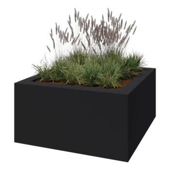 klaaskiudne lillekast - Ruut - 160 x 160 x 80 cm - RAL7021 matt (must hall) - Põhjaga