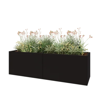 Terasest lillekast XXL - Ristkülik - 200 x 60 x 60 cm - RAL9005 matt (must) - Ilma põhjalauata
