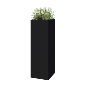 klaaskiudne lillekast - Ruut - 40 x 40 x 120 cm - RAL7021 matt (must hall) - Põhjaga