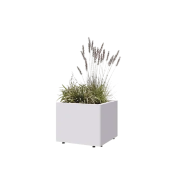 Terasest lillekast - Ruut - 50 x 50 x 40 cm - RAL9010 matt (valge) - Põhjalauaga - Jalgadega