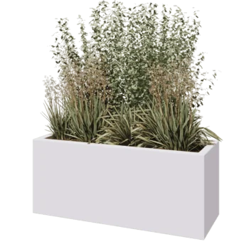 klaaskiudne lillekast - Ristkülikukujuline - 120 x 40 x 50 cm - RAL9010 matt (valge) - Põhjaga