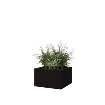 Terasest lillekast - Ruut - 50 x 50 x 30 cm - RAL9005 matt (must) - Põhjalauaga