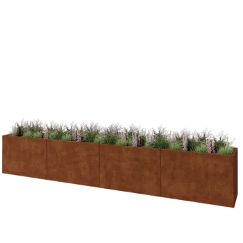 Corten terasest lillekast XXL - Ristkülik - 480 x 60 x 80 cm - Põhjalauaga
