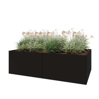 Terasest lillekast XXL - Ristkülik - 200 x 120 x 60 cm - RAL9005 matt (must) - Põhjalauaga