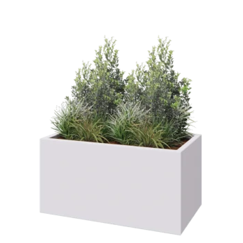 klaaskiudne lillekast - Ristkülikukujuline - 100 x 50 x 50 cm - RAL9010 matt (valge) - Põhjaga