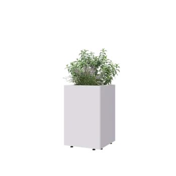 Terasest lillekast - Ruut - 40 x 40 x 60 cm - RAL9010 matt (valge) - Põhjalauaga - Jalgadega